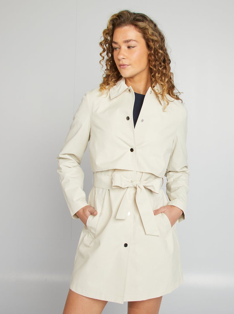 Trench midi con bottoni a pressione BIANCO - Kiabi