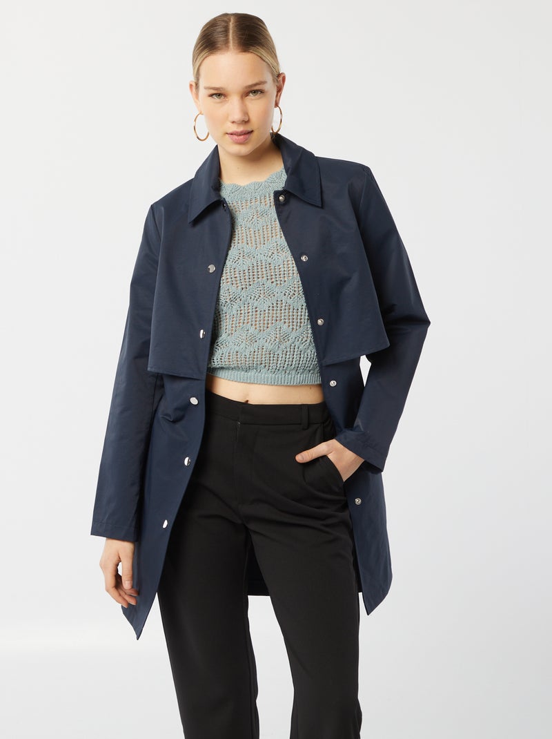 Trench midi con bottoni a pressione blu - Kiabi