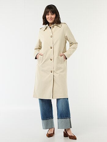 Trench midi con colletto a camicia