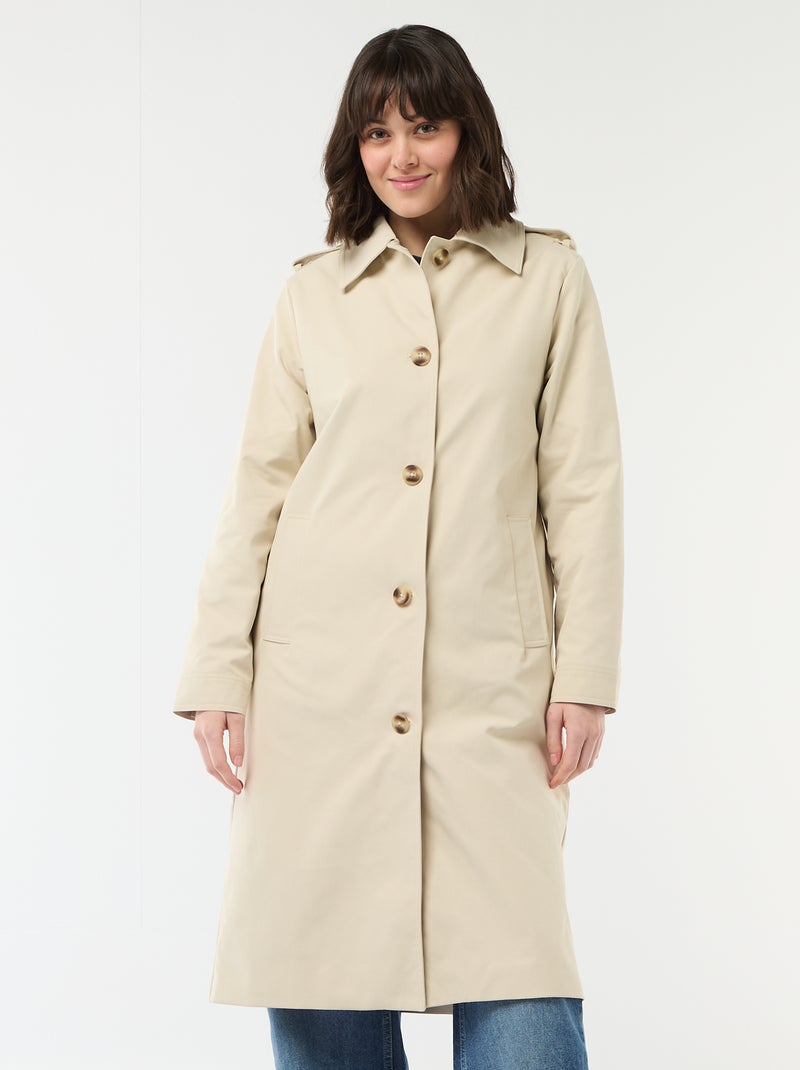 Trench midi con colletto a camicia Beige - Kiabi