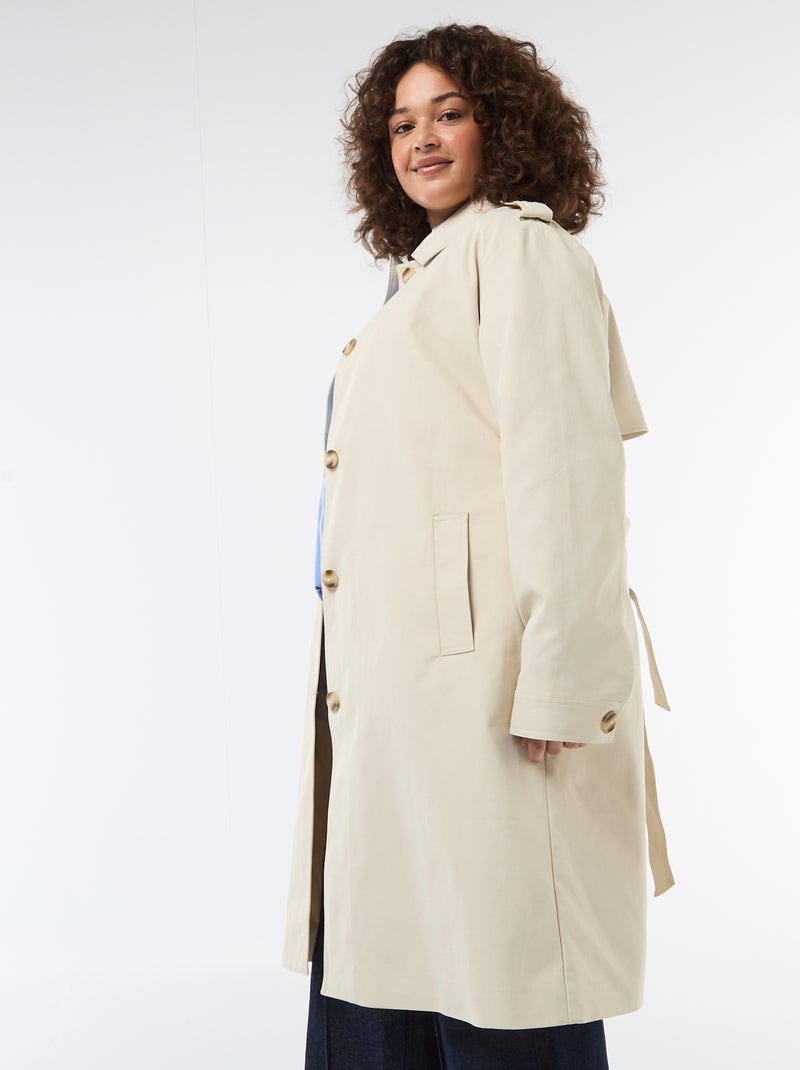 Trench midi con colletto a camicia Beige - Kiabi