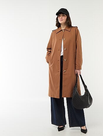 Trench midi con colletto a camicia