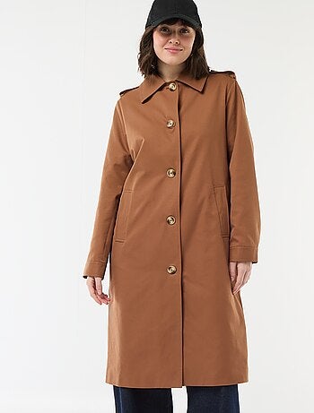 Trench midi con colletto a camicia