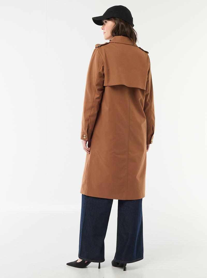 Trench midi con colletto a camicia Marrone - Kiabi