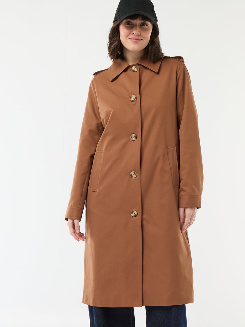 Trench midi con colletto a camicia Marrone - Kiabi