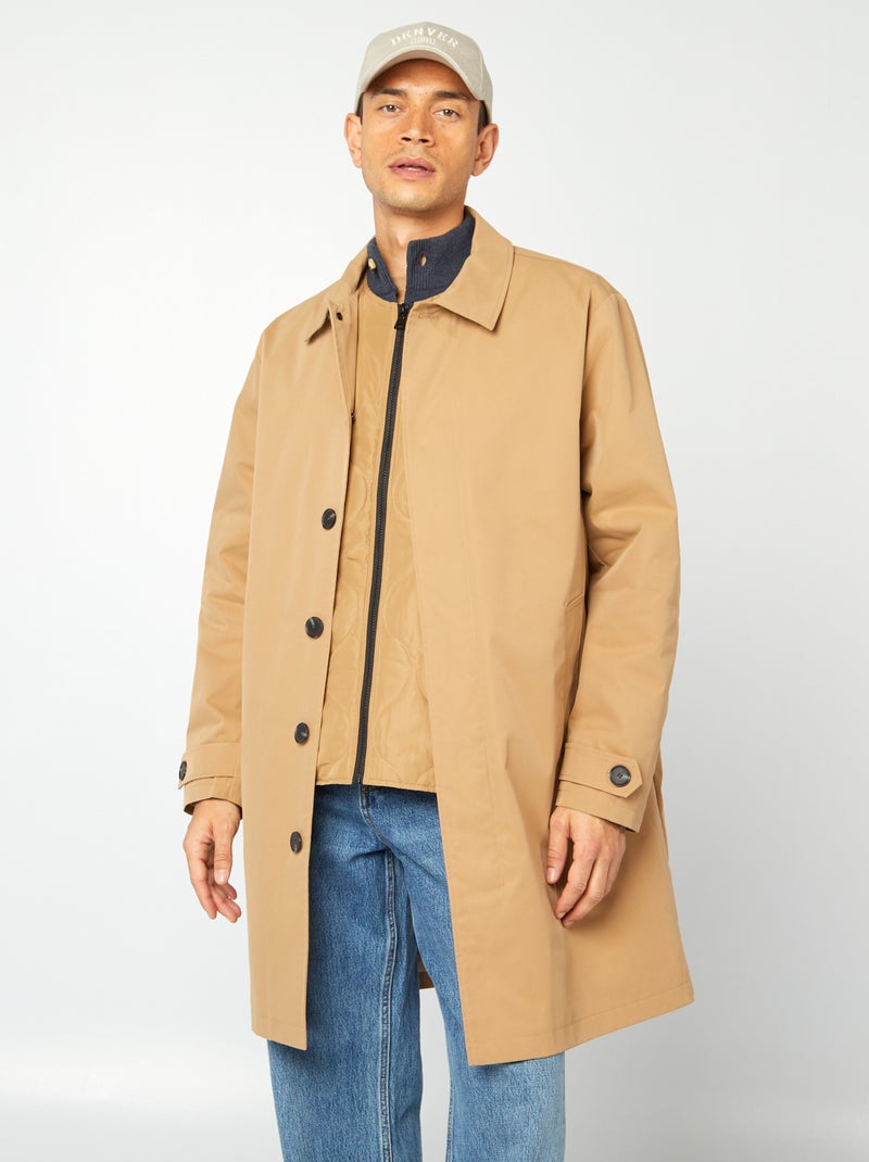 Trench midi con giacca trapuntata senza maniche all'interno BEIGE - Kiabi