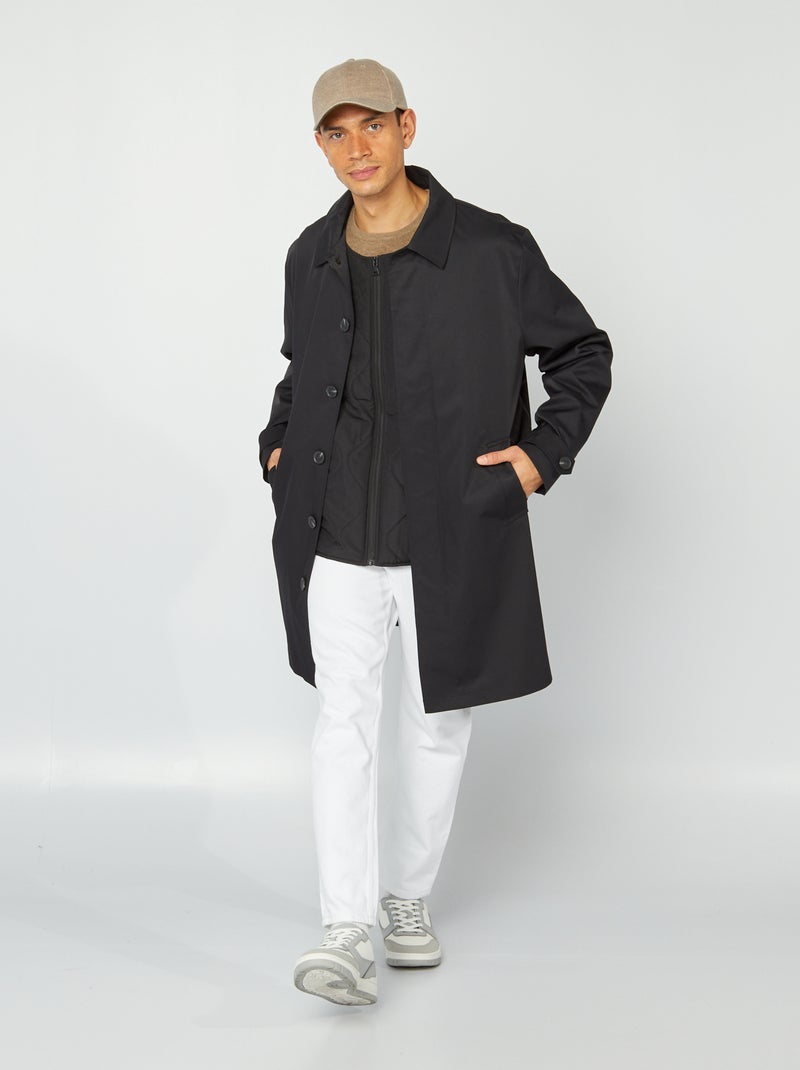 Trench midi con giacca trapuntata senza maniche all'interno nero - Kiabi