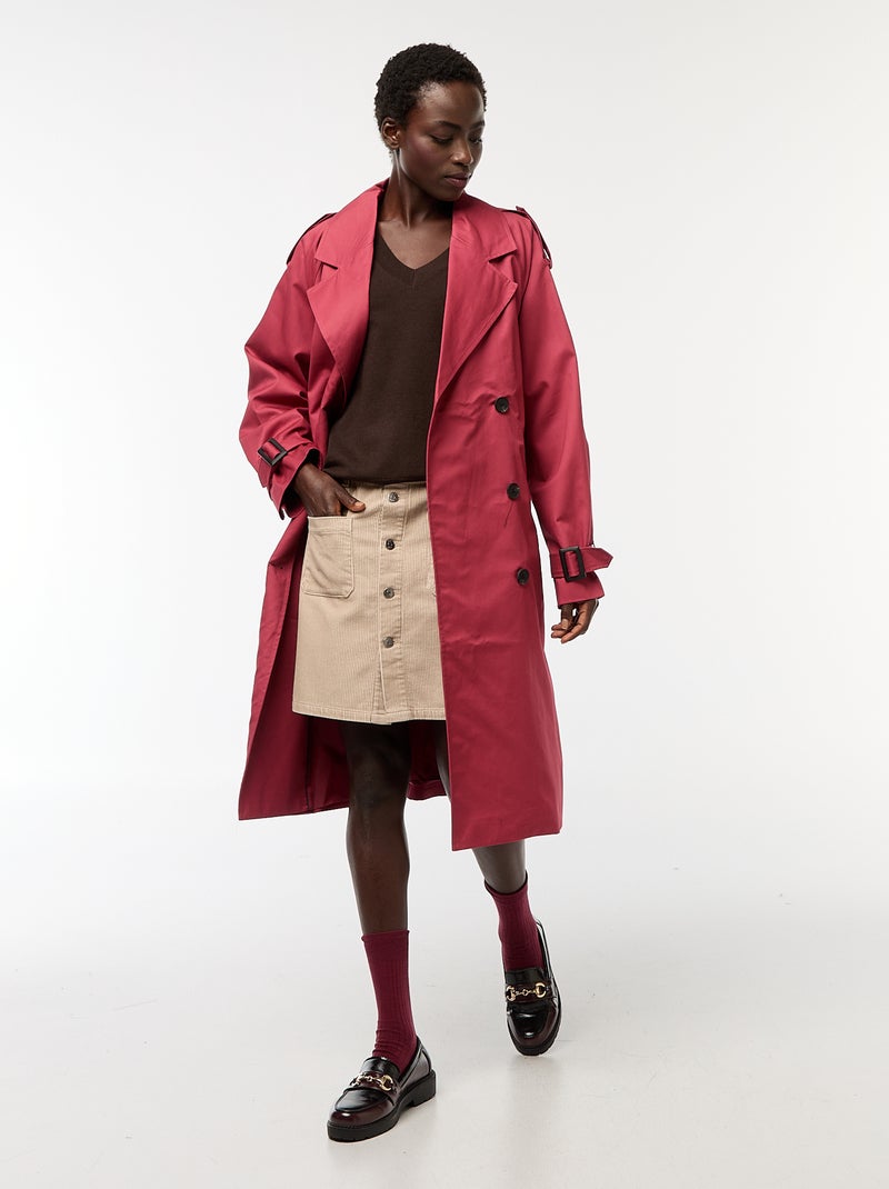 Trench midi leggero Rosso - Kiabi