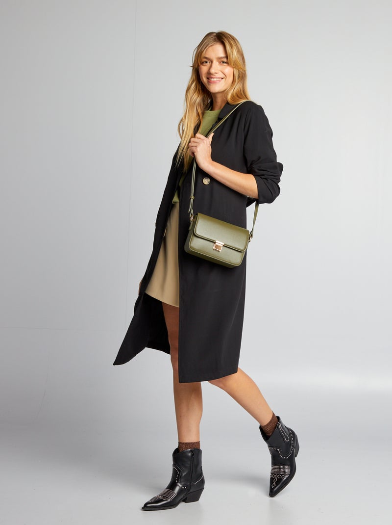 Trench morbido con cintura nero - Kiabi