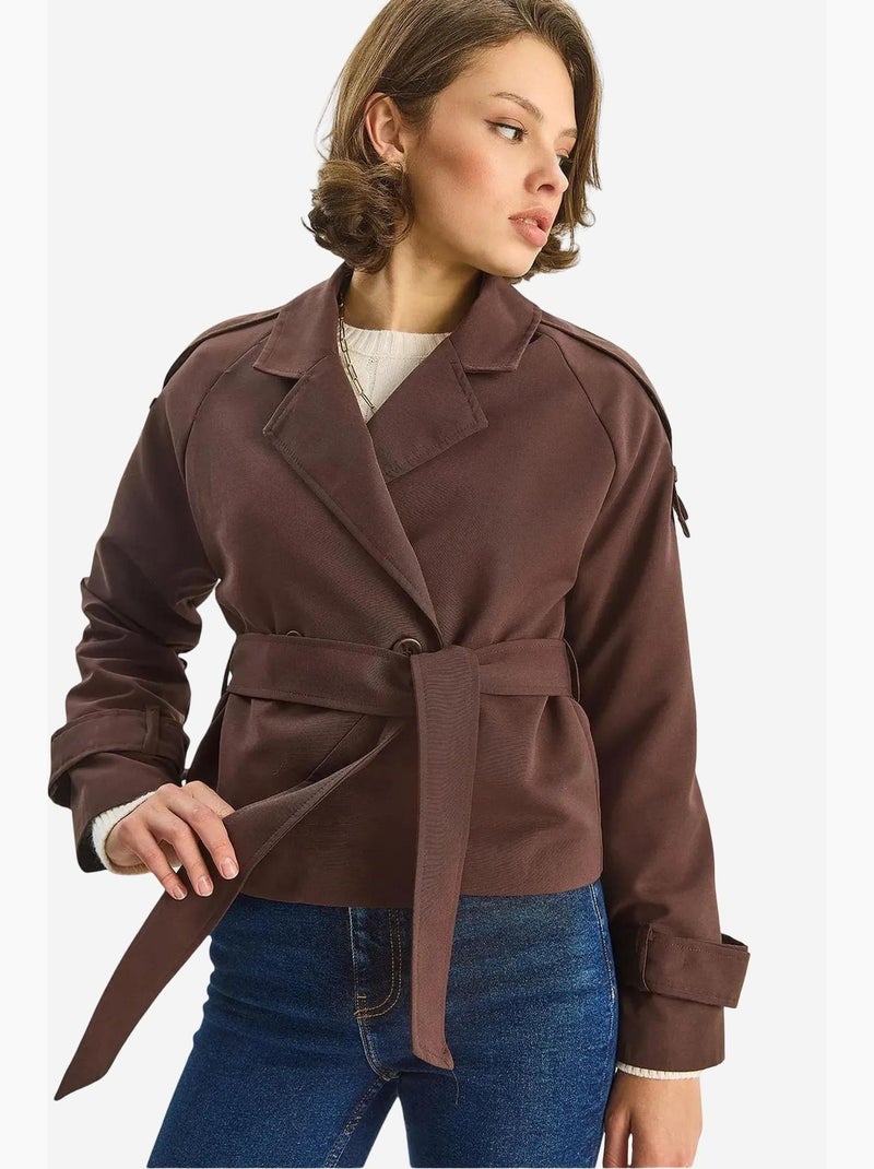 Trench oversize con chiusura a cintura lucci Marrone scuro - Kiabi