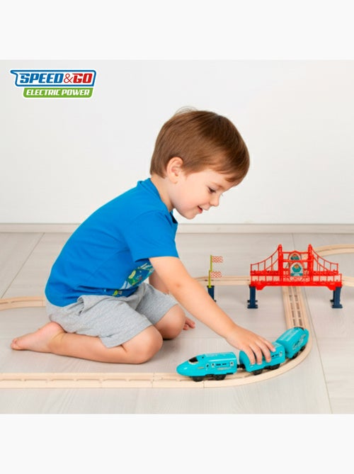 Trenino elettrico giocattolo da 43 pezzi con suono speed & go - Kiabi Trenino elettrico giocattolo da 43 pezzi con suono speed & go - Kiabi