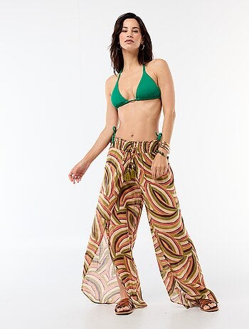 Triangolo da bagno in maglia testurizzata con lacci da annodare