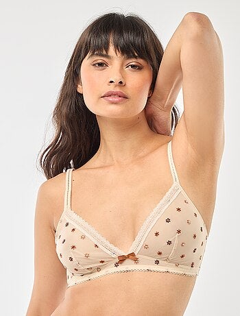 Triangolo in tulle trasparente fiorito