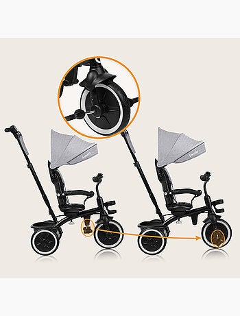 Triciclo convertibile LIONELO Berry 2 in 1 - Passeggino/Bicicletta - Dai 9 mesi - Campanello e porta