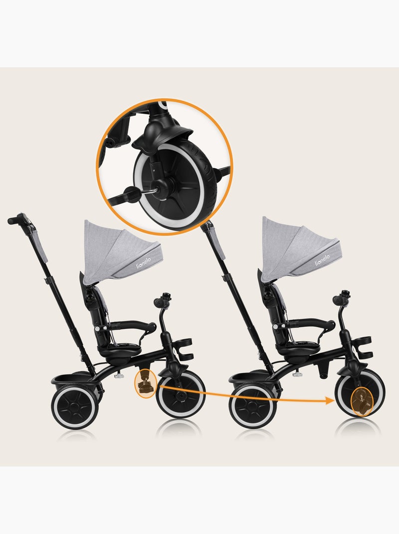 Triciclo convertibile LIONELO Berry 2 in 1 - Passeggino/Bicicletta - Dai 9 mesi - Campanello e porta Grigio - Kiabi