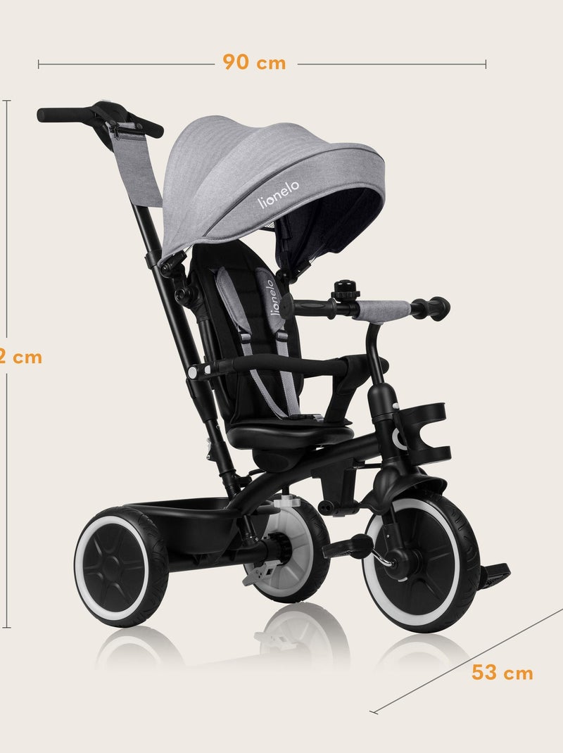 Triciclo convertibile LIONELO Berry 2 in 1 - Passeggino/Bicicletta - Dai 9 mesi - Campanello e porta Grigio - Kiabi