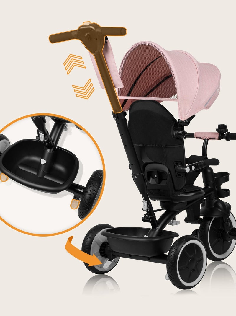 Triciclo convertibile LIONELO Berry 2 in 1 - Passeggino/Bicicletta - Dai 9 mesi - Campanello e porta Rosa - Kiabi