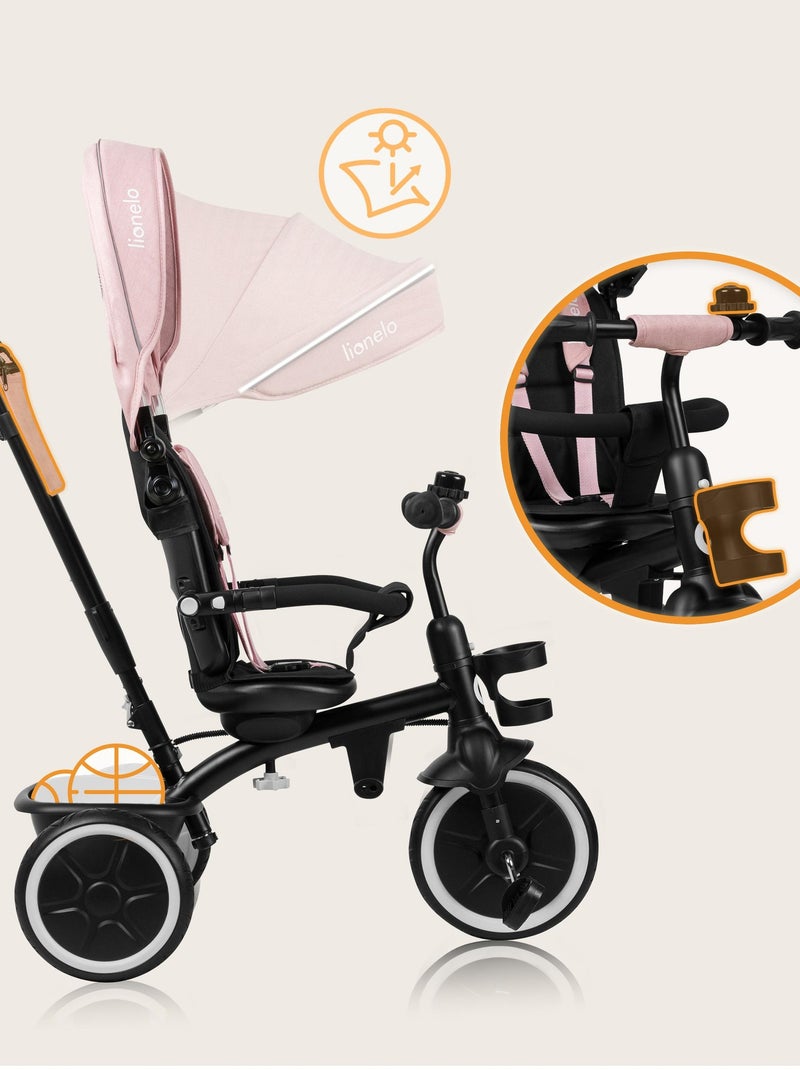 Triciclo convertibile LIONELO Berry 2 in 1 - Passeggino/Bicicletta - Dai 9 mesi - Campanello e porta Rosa - Kiabi