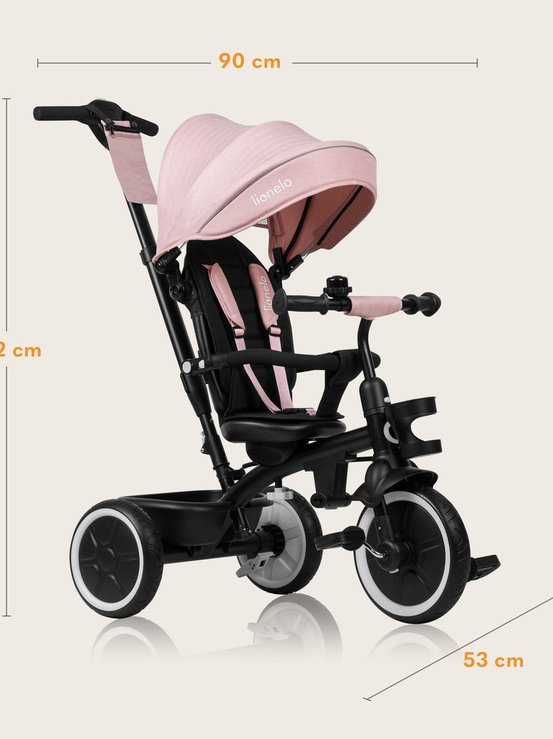Triciclo convertibile LIONELO Berry 2 in 1 - Passeggino/Bicicletta - Dai 9 mesi - Campanello e porta Rosa - Kiabi