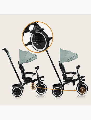 Triciclo convertibile LIONELO Berry 2 in 1 - Passeggino/Bicicletta - Dai 9 mesi - Campanello e porta