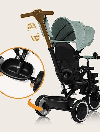 Triciclo convertibile LIONELO Berry 2 in 1 - Passeggino/Bicicletta - Dai 9 mesi - Campanello e porta