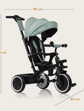 Triciclo convertibile LIONELO Berry 2 in 1 - Passeggino/Bicicletta - Dai 9 mesi - Campanello e porta