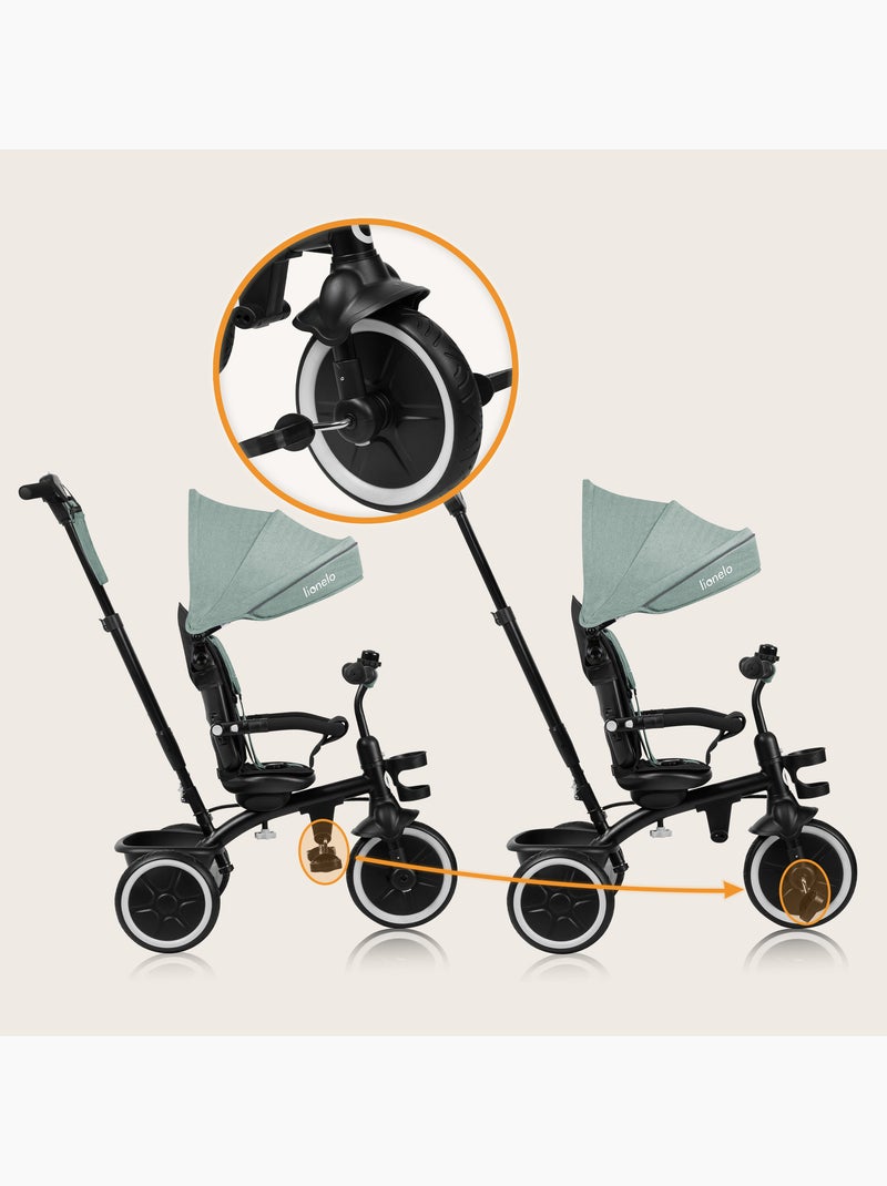 Triciclo convertibile LIONELO Berry 2 in 1 - Passeggino/Bicicletta - Dai 9 mesi - Campanello e porta Verde - Kiabi