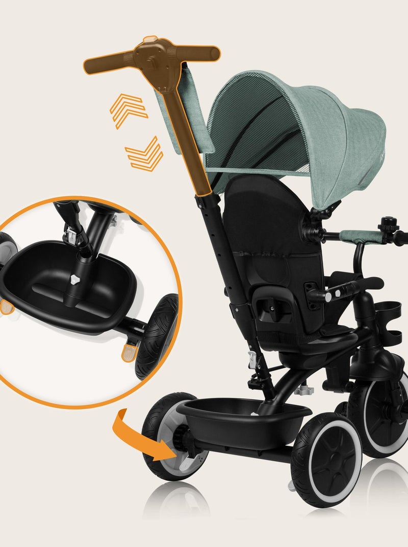 Triciclo convertibile LIONELO Berry 2 in 1 - Passeggino/Bicicletta - Dai 9 mesi - Campanello e porta Verde - Kiabi