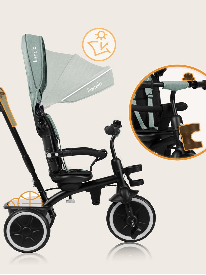 Triciclo convertibile LIONELO Berry 2 in 1 - Passeggino/Bicicletta - Dai 9 mesi - Campanello e porta Verde - Kiabi
