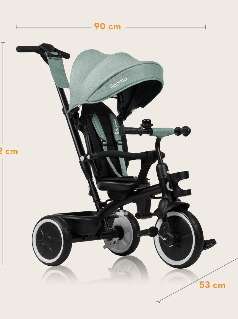 Triciclo convertibile LIONELO Berry 2 in 1 - Passeggino/Bicicletta - Dai 9 mesi - Campanello e porta Verde - Kiabi
