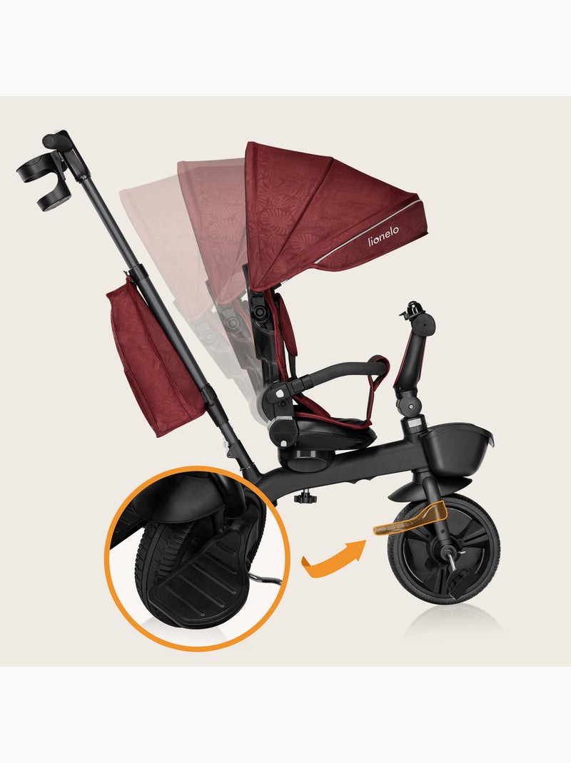 Triciclo convertibile LIONELO Kori - Sedile reversibile e regolabile - Fino a 25 kg - Cestino inclus Rosso bordeaux - Kiabi
