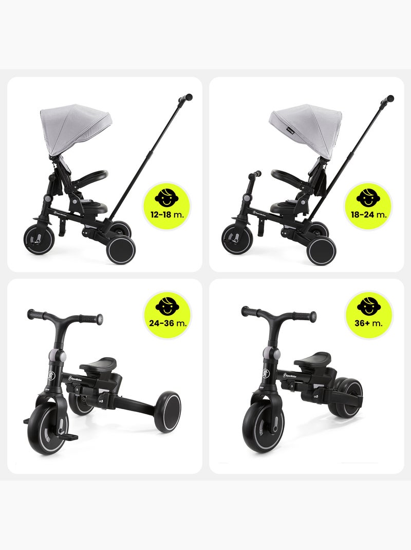 Triciclo convertibile TOBI FOREST 8 in 1 con manubrio regolabile, ruote in EVA e funzione passeggino Grigio - Kiabi