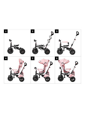 Triciclo Evolutivo 3 in 1 HyperMotion 12M-5A con Maniglione, Cappottina e Ruote Gonfiate