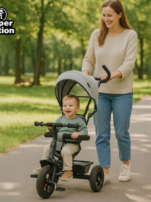 Triciclo evolutivo 3 in 1 TOBI FREY con maniglione, ruote gonfiate e accessori - Kiabi