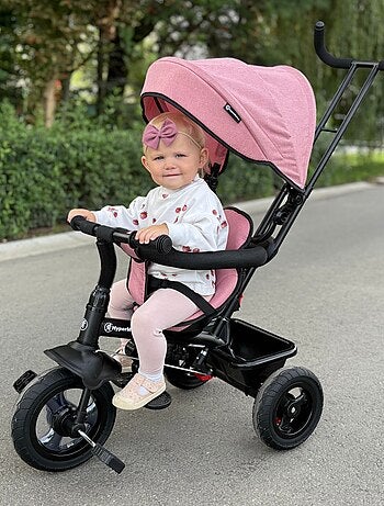 Triciclo evolutivo 3 in 1 TOBI FREY con maniglione, ruote gonfie e accessori per bambini 1-4 anni