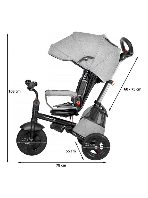 Triciclo evolutivo HyperMotion 12 mesi-5 anni con maniglione, capottina e ruote gonfiabili - Kiabi