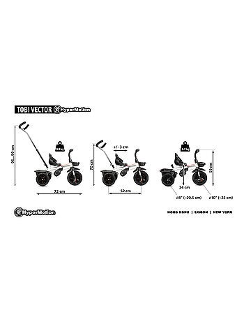 Triciclo evolutivo Tobi VECTOR 1-4 anni leggero 3 ruote con maniglione, ruote EVA e sicurezza