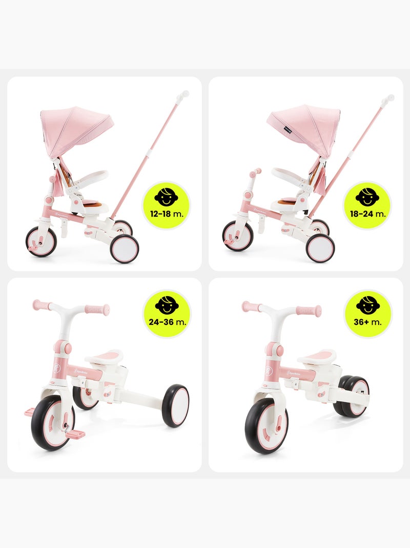 Triciclo multifunzione 8 in 1 tobi forest – evolutivo con spinta e seduta girevole Rosa - Kiabi