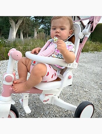 Triciclo multifunzione 8 in 1 TOBI FOREST rosa – evolutivo con spinta e seduta girevole