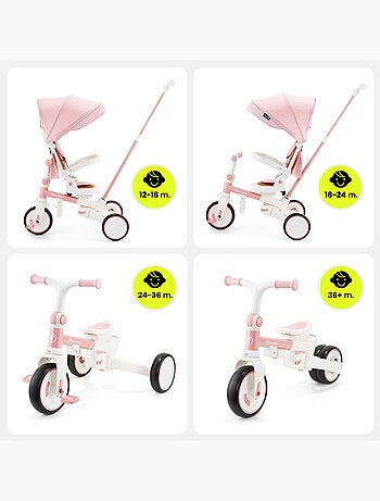 Triciclo multifunzione 8 in 1 TOBI FOREST rosa – evolutivo con spinta e seduta girevole