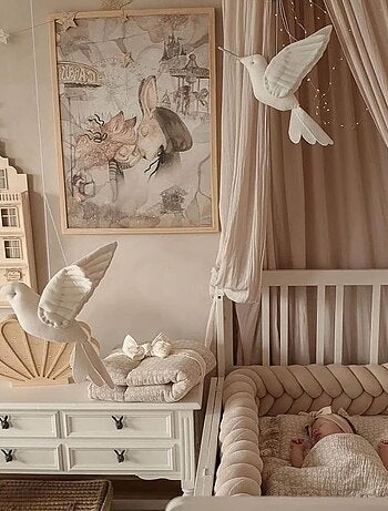 Trofeo da parete per bambini, colibrì in lino beige | SEVIRA KIDS