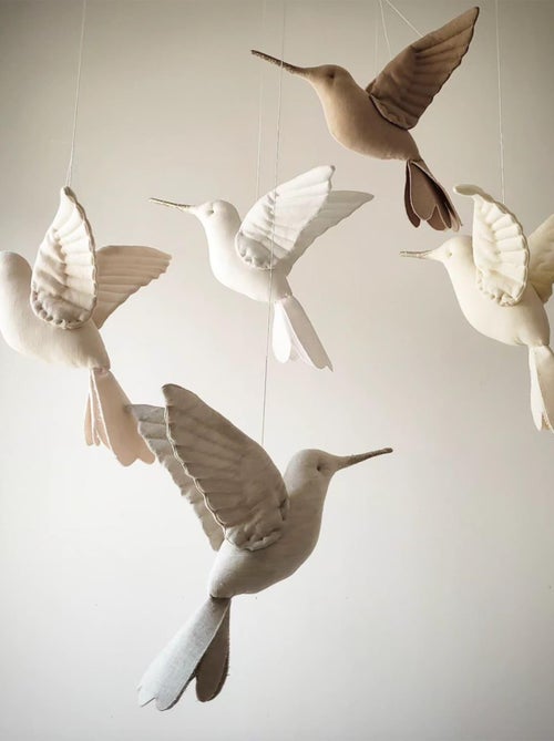 Trofeo da parete per bambini, colibrì in lino beige | SEVIRA KIDS - Kiabi