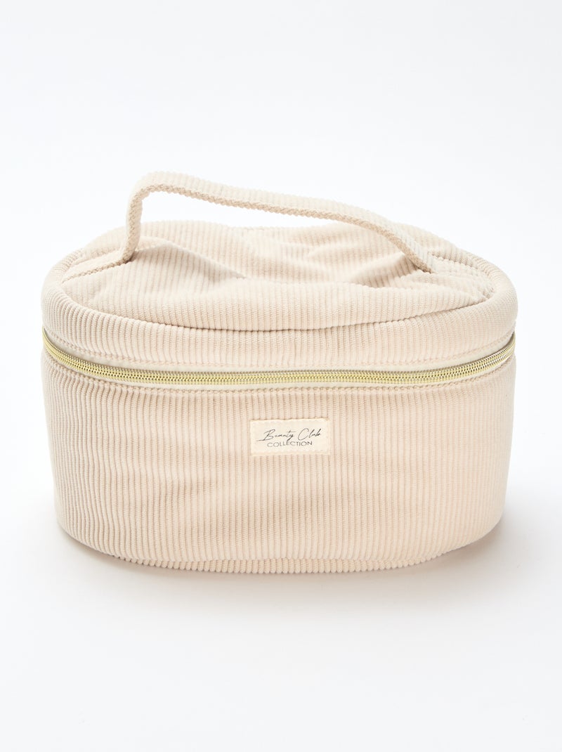 Trousse da bagno - Beauty case - materiale a coste beige - Kiabi