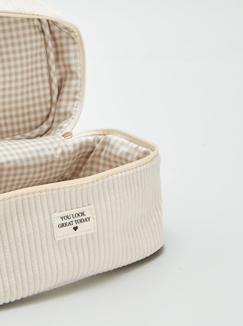 Trousse da bagno - Beauty case in velluto a coste BEIGE - Kiabi