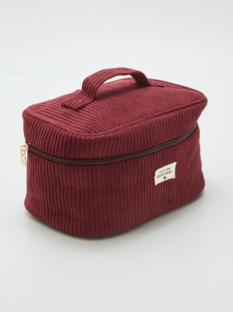 Trousse da bagno - Beauty case in velluto a coste ROSSO - Kiabi