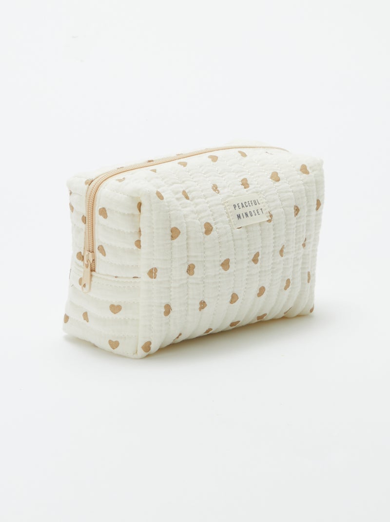 Trousse da bagno in garza di cotone beige - Kiabi
