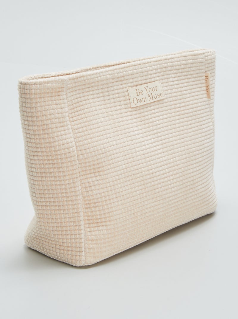Trousse da bagno quadrata in velluto a coste BEIGE - Kiabi