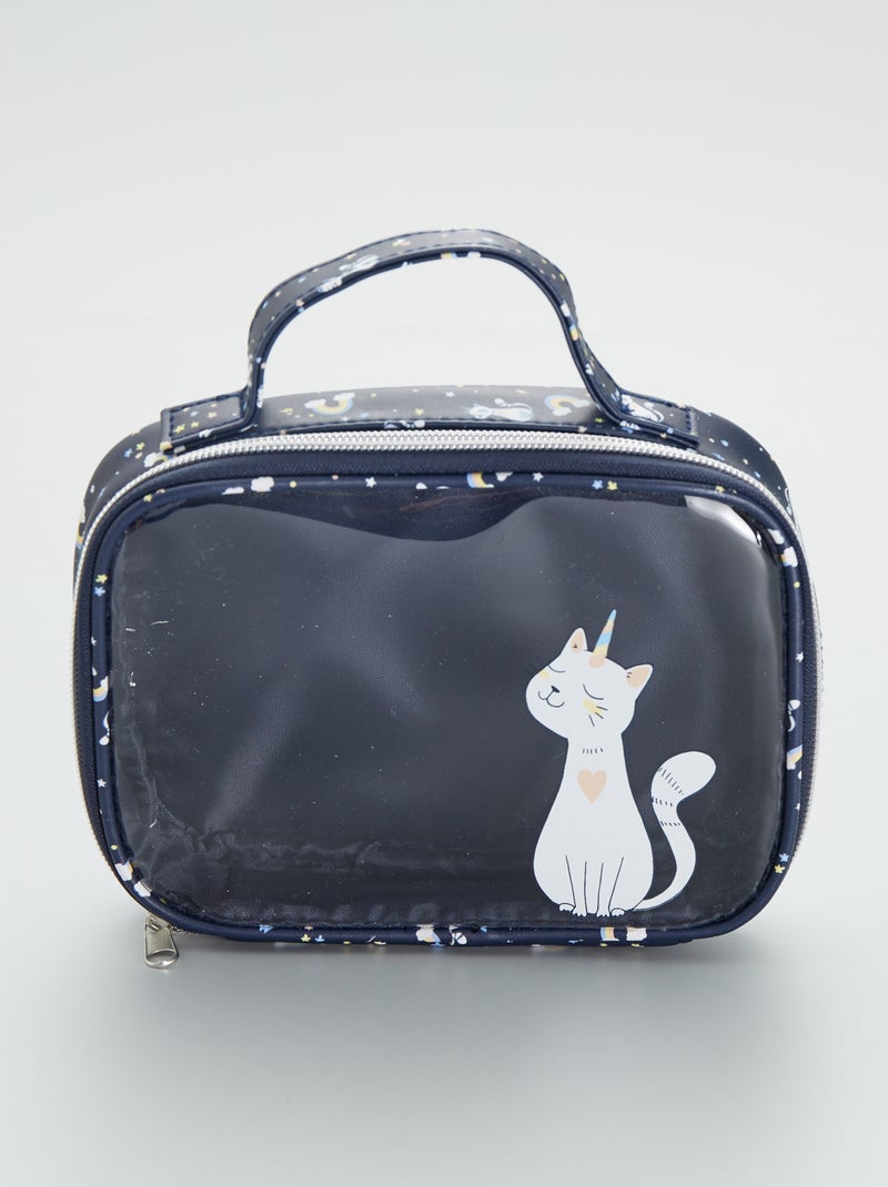 Trousse da bagno stampata gatto unicorno blu - Kiabi