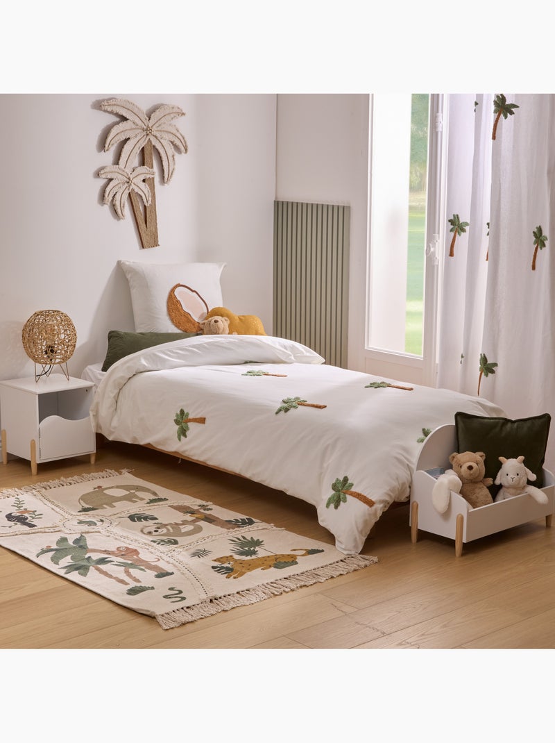 Tufy 140x200 cm set di biancheria da letto con stampa di palme e noci di cocco bianche Bianco - Kiabi