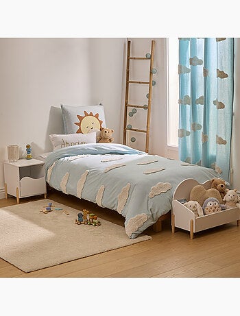 Tufy biancheria da letto 140x200 cm azzurro con stampa nuvole